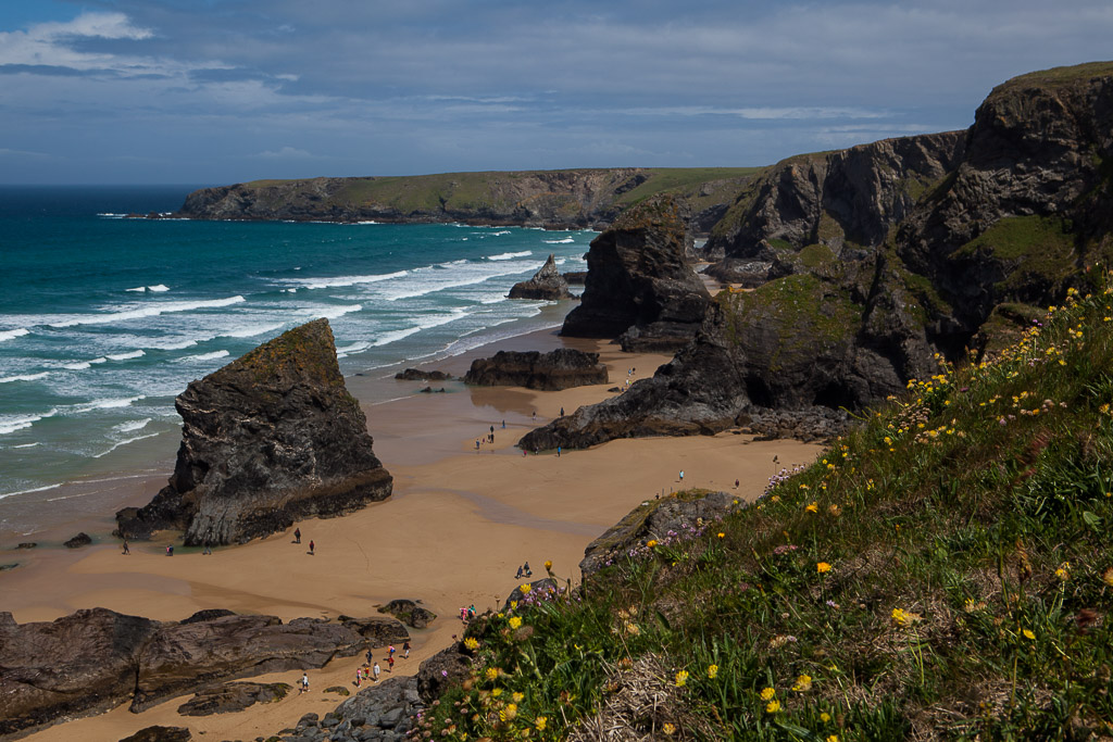 Küstenlandschaft der Bedruthan Steps, westliches Cornwall