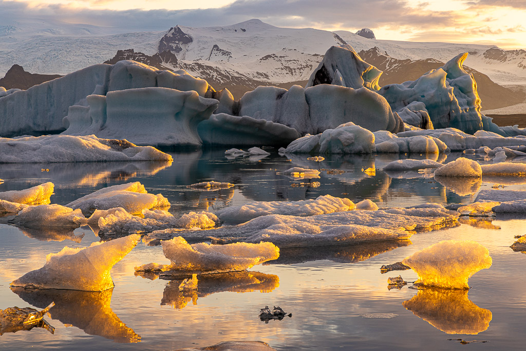 Abend am Jökulsarlon