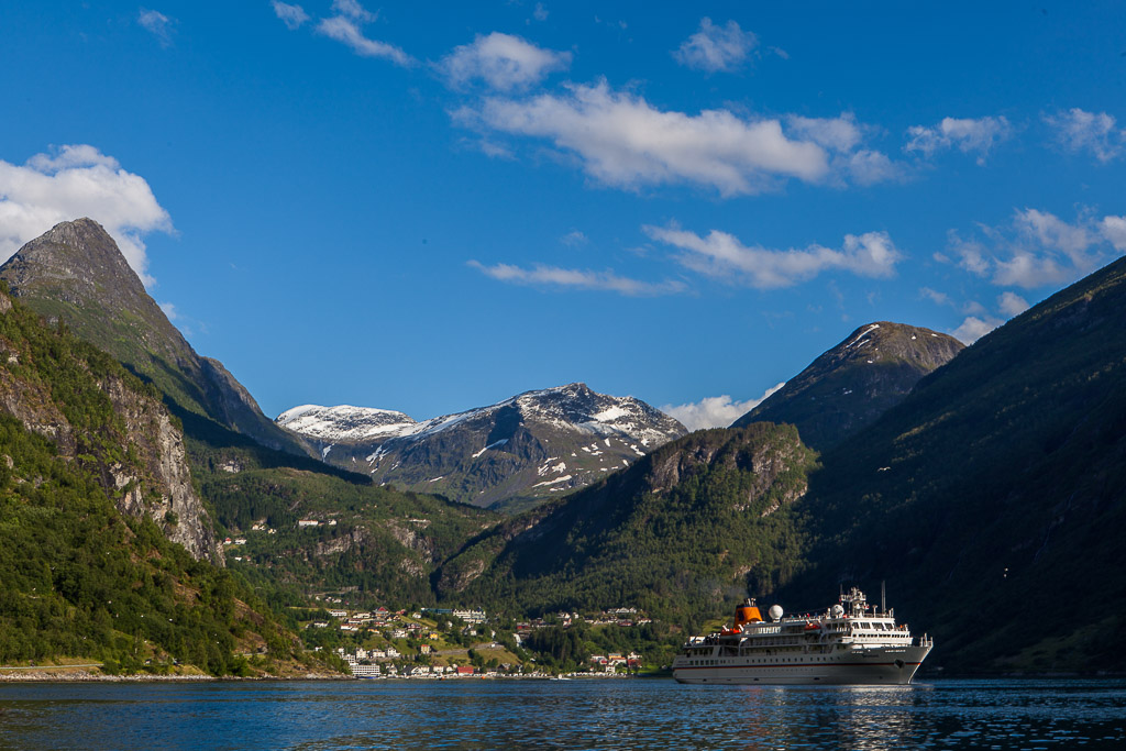 Aussicht auf den Geirangerfjord vom Campingplatz