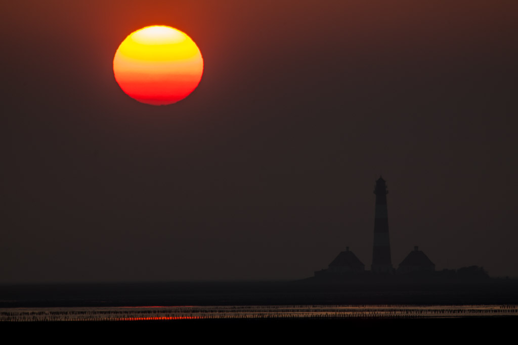 Westerhever Leuchtturm zum Sonnenuntergang