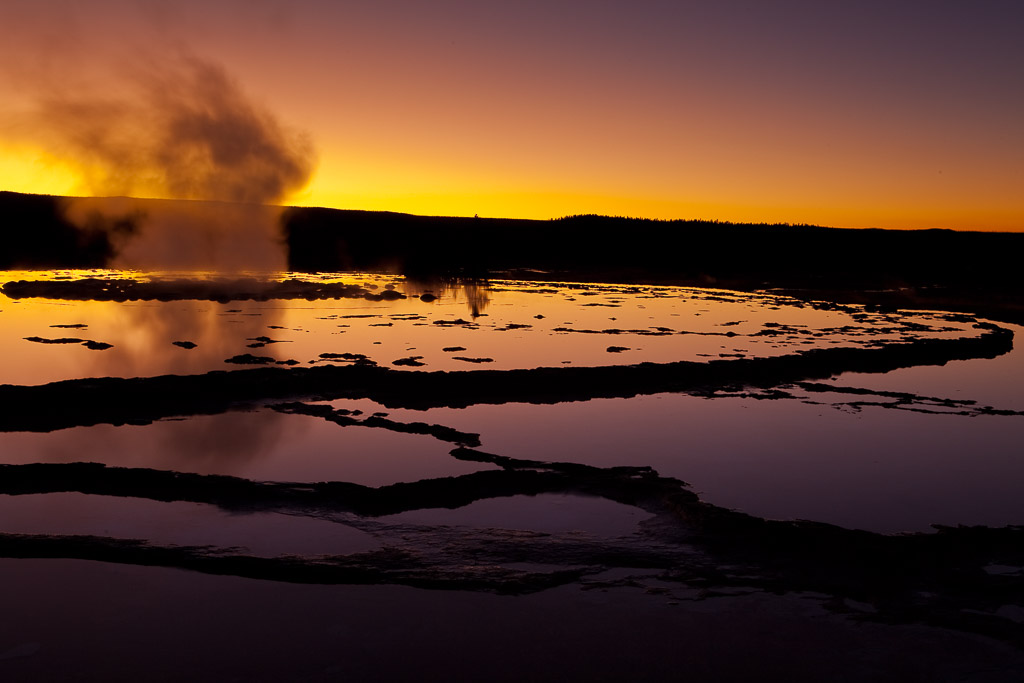 Sunset am Grand Fountain Geyser, Yellowstone NP